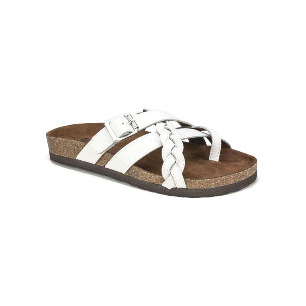 WHITE MOUNTAIN FOOTBEDS Womens White  Slide Leather Slide Sandals 8 M